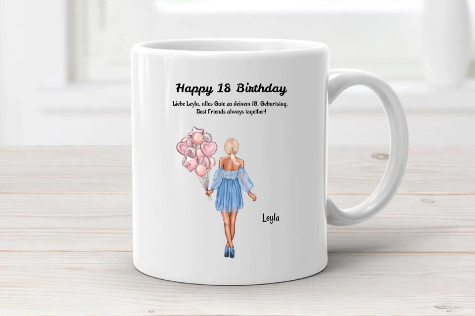Tasse personalisiert 18 Geburtstag Geschenk Beste Freundin