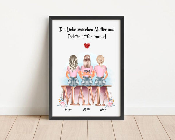 Geschenk Mutter 2 Töchter Poster personalisiert - Cantty