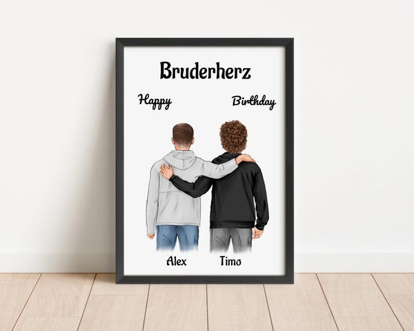 Bruder Geburtstagsgeschenk personalisiert 2 Brüder Bild - Cantty