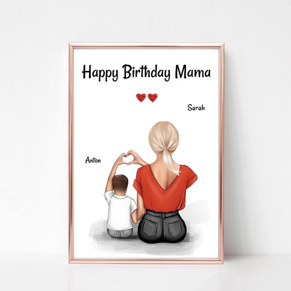 Mutter Geburtstagsgeschenk Poster mit kleinen Sohn - Cantty