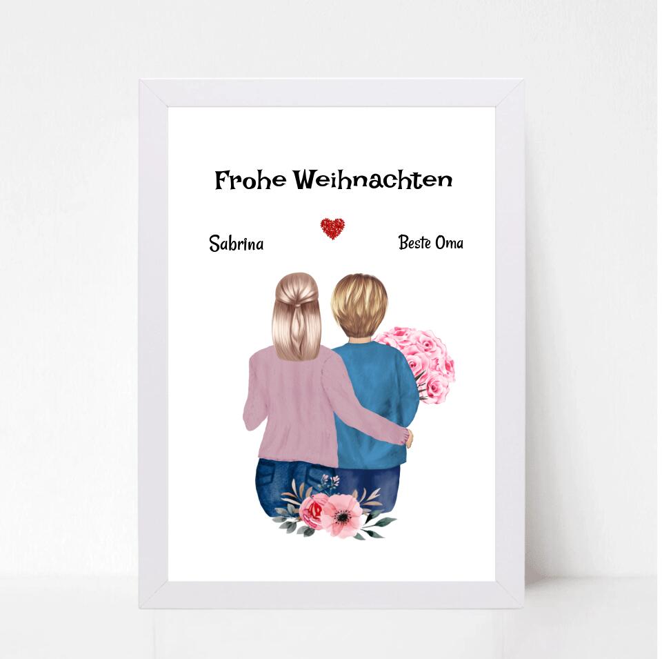 Oma Weihnachtsgeschenk Poster mit erwachsener Enkeltochter