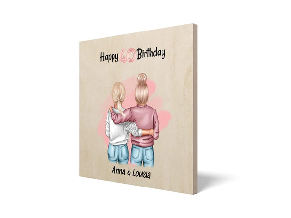 Geschenk für beste Freundin zum Geburtstag: Holzdruckbild personalisiert - Cantty