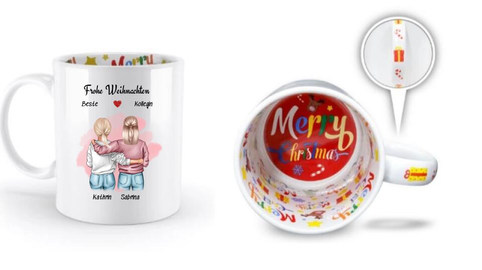 Arbeitskollegin Weihnachtstasse Geschenk personalisiert - Cantty