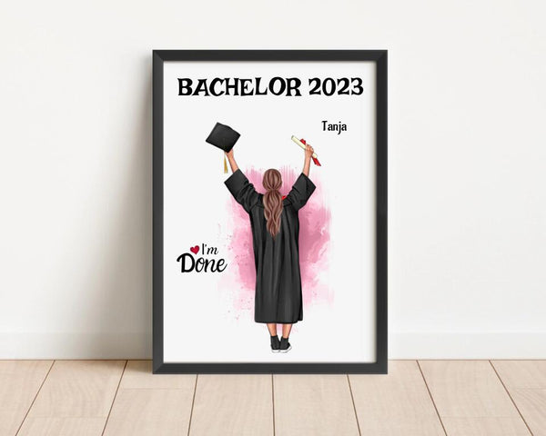 Bachelor 2023 Mädchen Abschluss Bild Geschenk personalisiert - Cantty