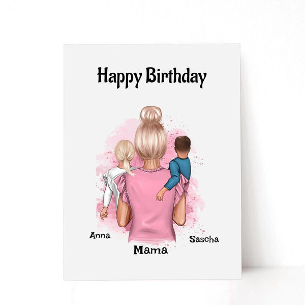 Mama und Kinder Acrylglas Bild Geburtstag Geschenk personalisiert - Cantty