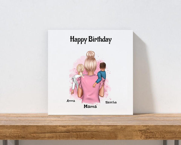 Leinwandbild Mutter Junge Mädchen Geburtstagsgeschenk - Cantty