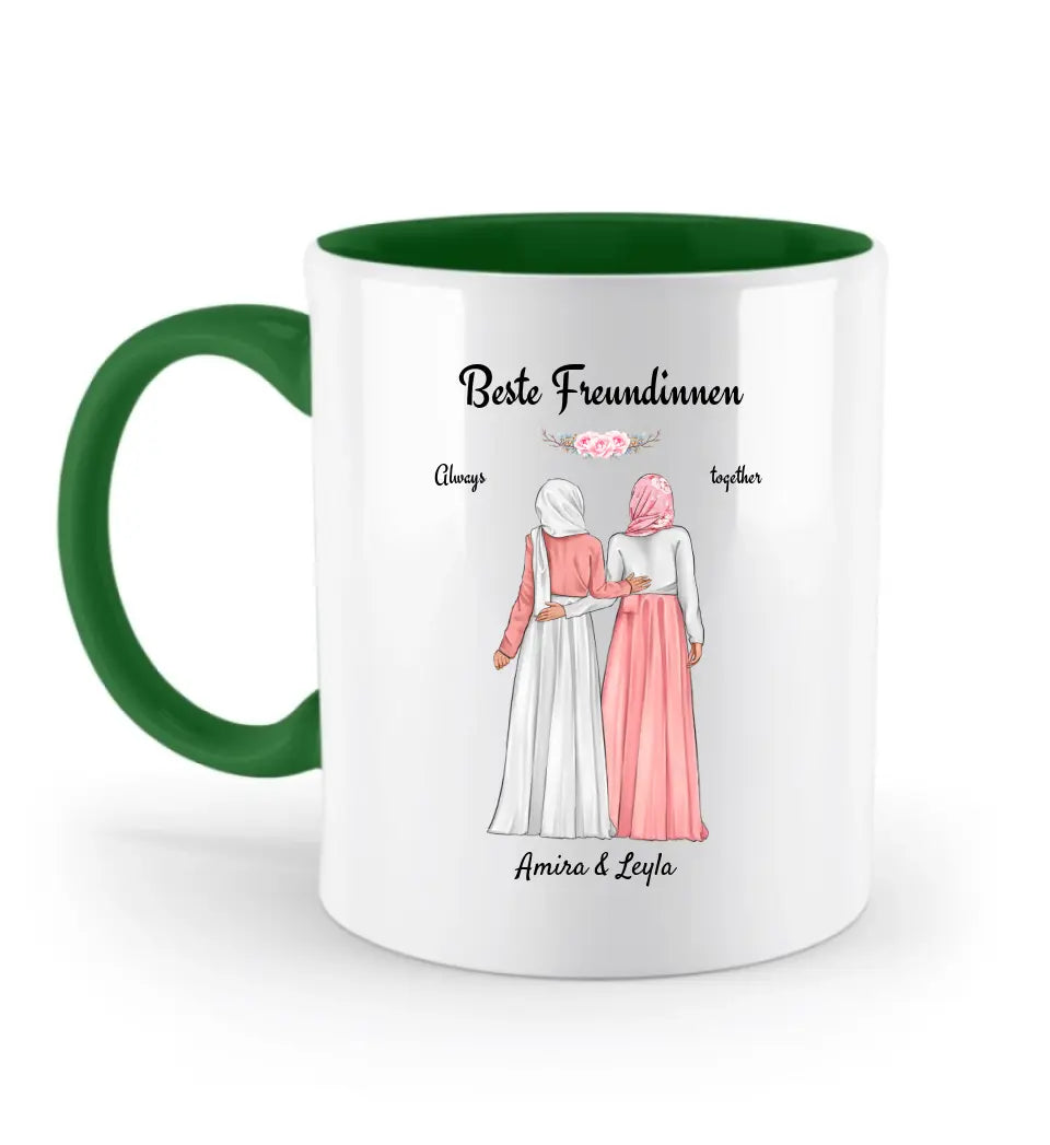 Freundinnen mit Kopftuch personalisierte Tasse - Cantty