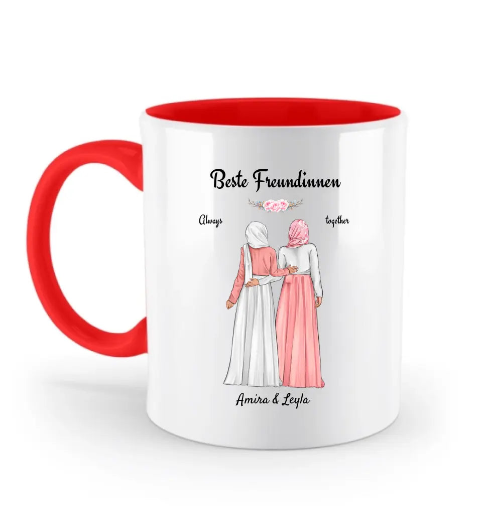 Freundinnen mit Kopftuch personalisierte Tasse - Cantty