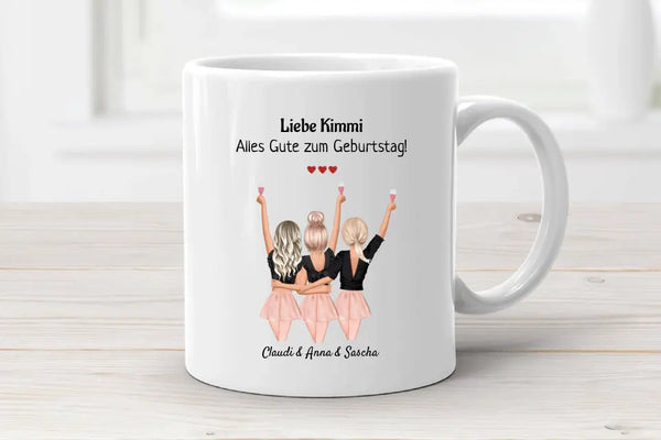 3 Freundinnen personalisierte Tasse Geschenk - Cantty