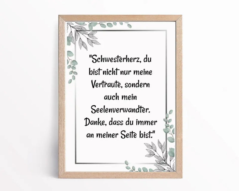 Schwester Spruch Poster Geschenk personalisiert - Cantty