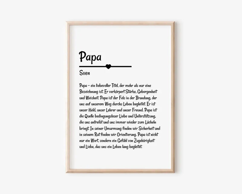 Papa Definition Poster Geschenk personalisiert - Cantty