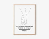 Hände Pärchen Linien Kunst Geschenk zum Jahrestag personalisiert mit Spruch und Namen - Cantty