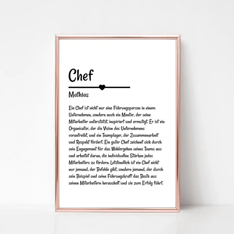 Chef Definition Poster Geschenk personalisiert - Cantty