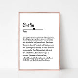 Chefin Definition Poster Geschenk personalisiert - Cantty