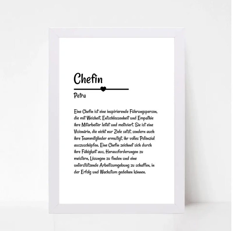 Chefin Definition Poster Geschenk personalisiert - Cantty