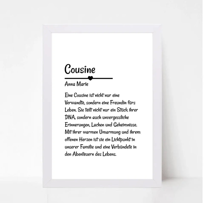 Cousine Definition Poster Geschenk personalisiert - Cantty