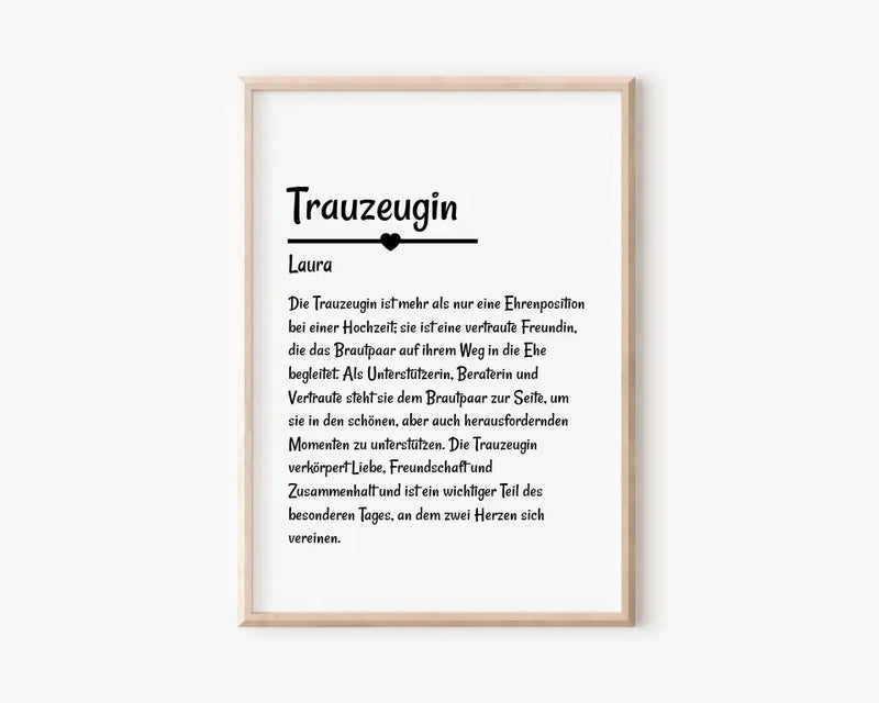 Trauzeugin Definition Poster Geschenk personalisiert - Cantty