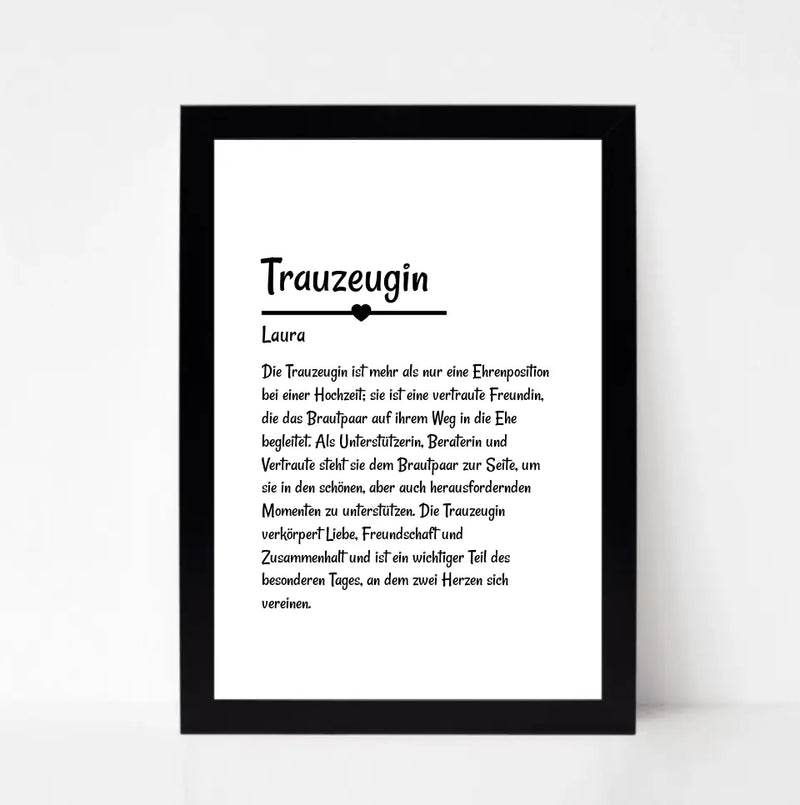 Trauzeugin Definition Poster Geschenk personalisiert - Cantty