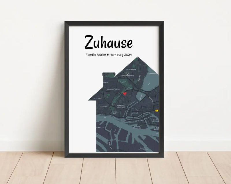 Einzugsgeschenk Haus & Wohnung Koordinaten Bild, personalisiertes Zuhause Poster - Cantty