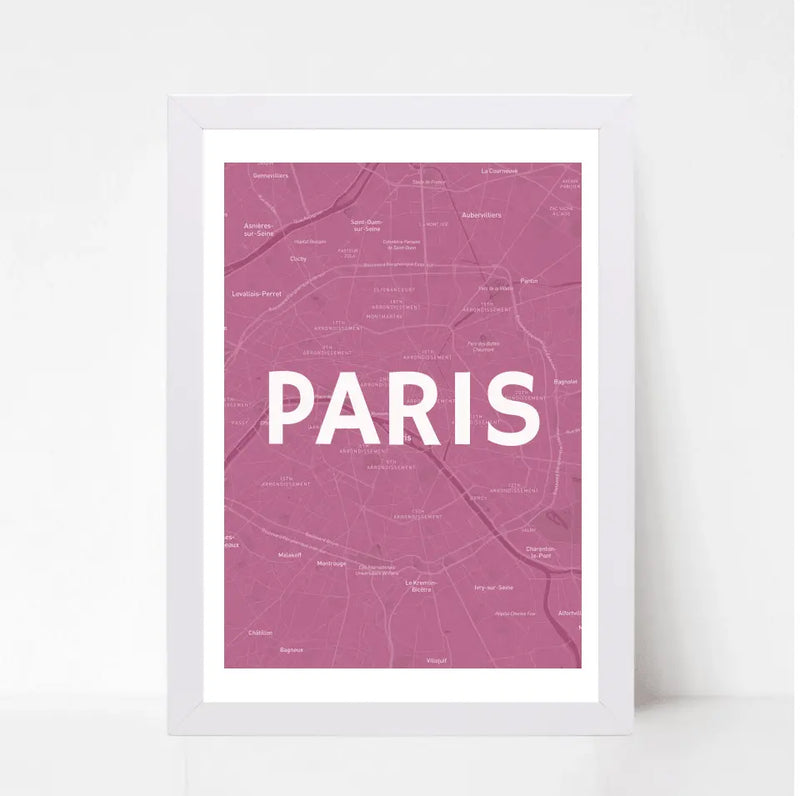 Paris Lieblingsstadt Koordinatenposter Straßenkarte personalisiert - Cantty