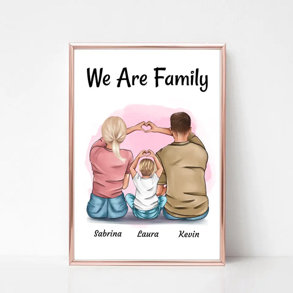 Familie Mama Papa Kind Poster personalisiert