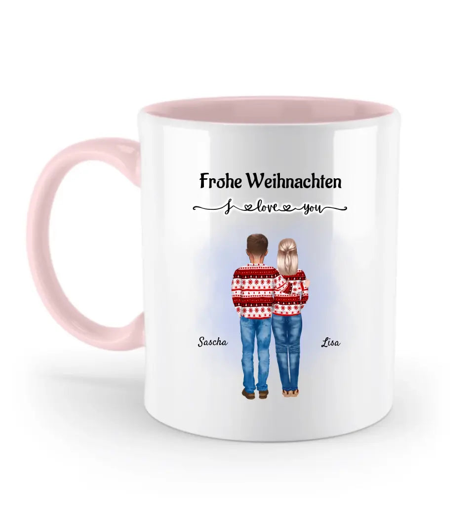 Mann Frau Bild Tasse Weihnachtsgeschenk mit Namen - Cantty