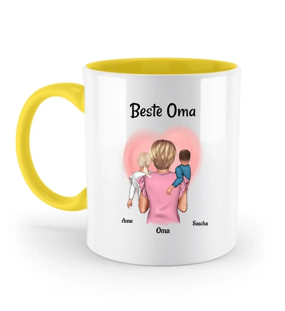 Oma Muttertag Geschenk Tasse von Enkel personalisiert, Beste Oma mit 1-2 Enkelkinder - Cantty