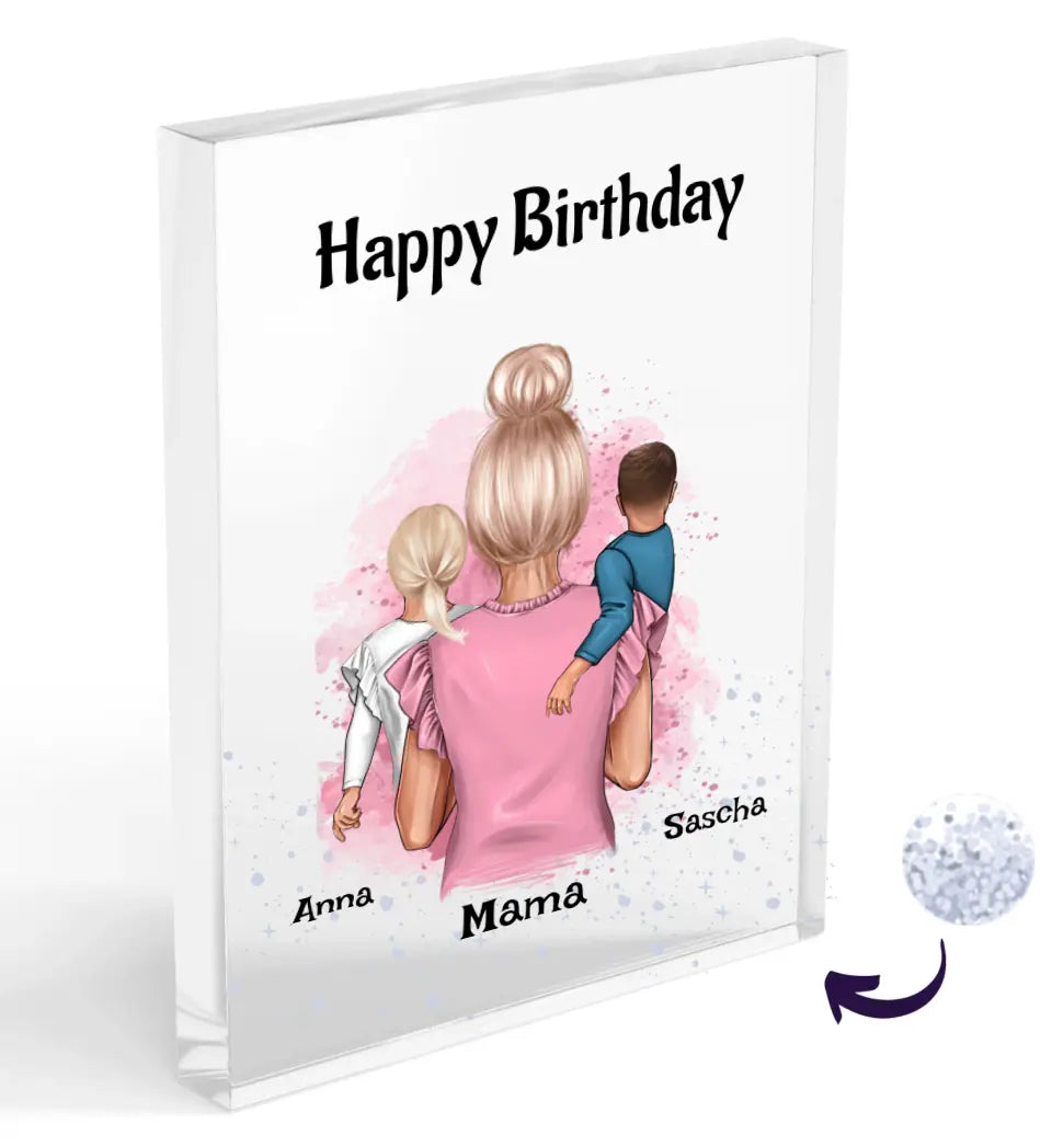 Mama Bild Geschenk mit Kinder Acrylglas Konfetti