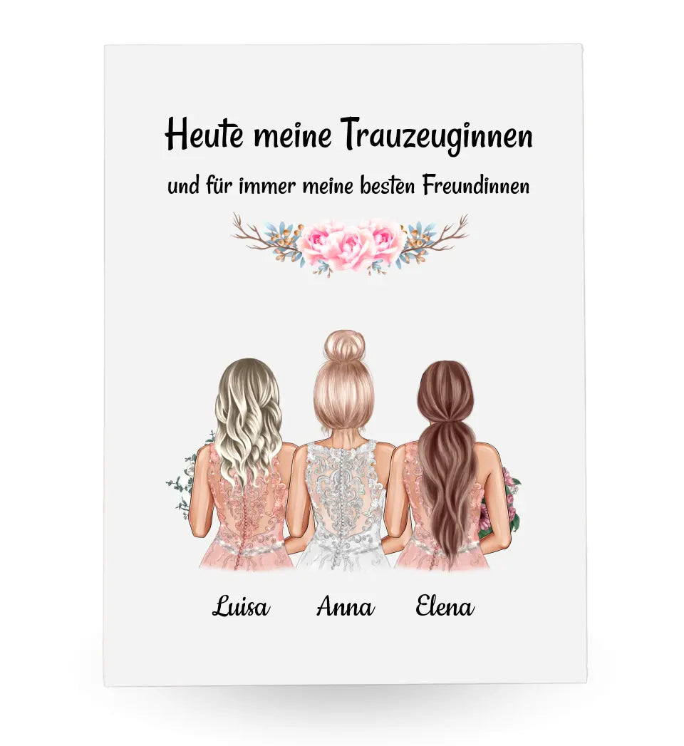 2 Trauzeuginnen Fragen & Danke Acrylglas Geschenk