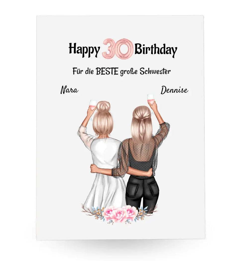 30. Geburtstag Schwester Acrylglas Bild Geschenk personalisiert