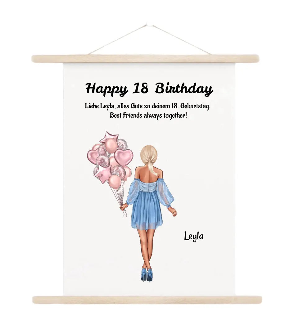 18 Geburtstagsgeschenk Leinwandbild für Tochter