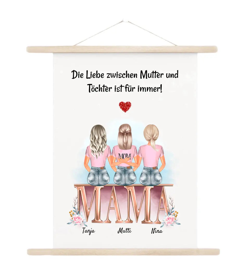 Leinwandbild Mutter und 2 erwachsene Töchter Geschenk