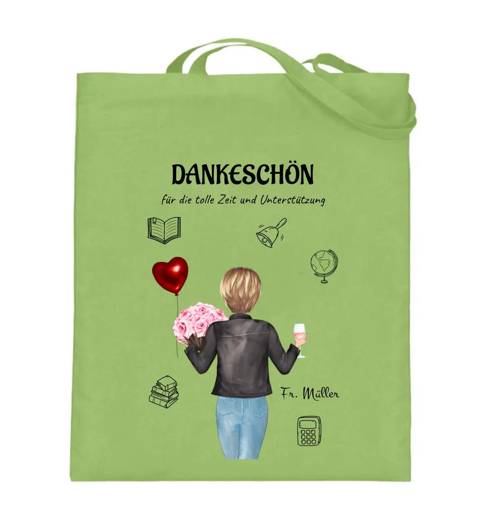 Lehrerin Danke Jutebeutel Tasche Geschenk mit Bild gestalten