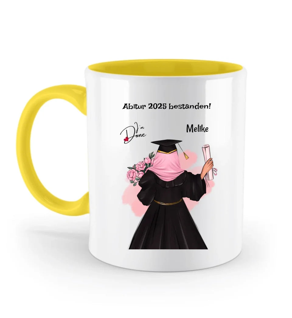 Abitur Tasse Mädchen mit Kopftuch Geschenk personalisiert