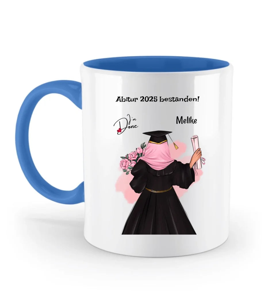 Abitur Tasse Mädchen mit Kopftuch Geschenk personalisiert