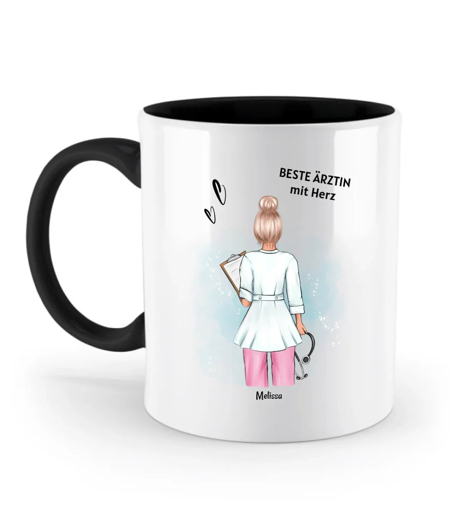 Tazza Per Medico 'Beste Ärztin Mit Ganz Viel Herz' - Regalo Ringraziamento Per Dottoressa - Ceramica 330ml, Stampata A Mano In Germania