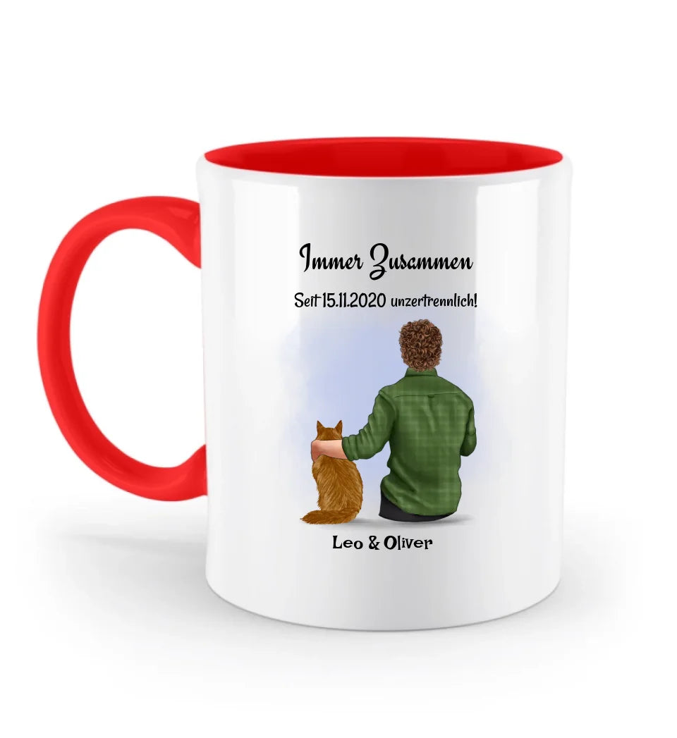 Junge Katze Tasse Geschenk personalisiert mit 1-2 Katzen