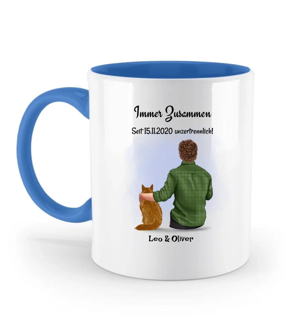 Junge Katze Tasse Geschenk personalisiert mit 1-2 Katzen