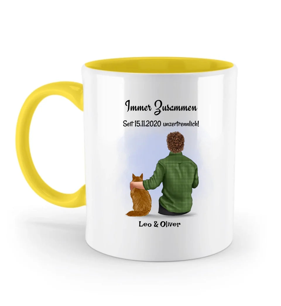Junge Katze Tasse Geschenk personalisiert mit 1-2 Katzen