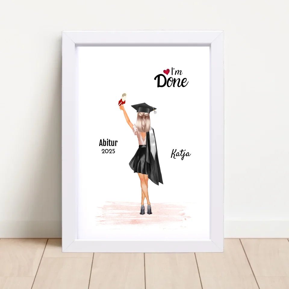 Abitur Abschluss Bild Geschenk personalisiert für Mädchen - Cantty