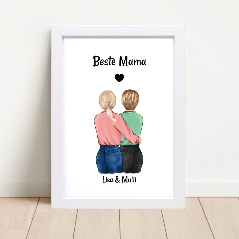 Muttertag Geschenk Poster personalisiert, Mutter und Tochter Bild - Cantty