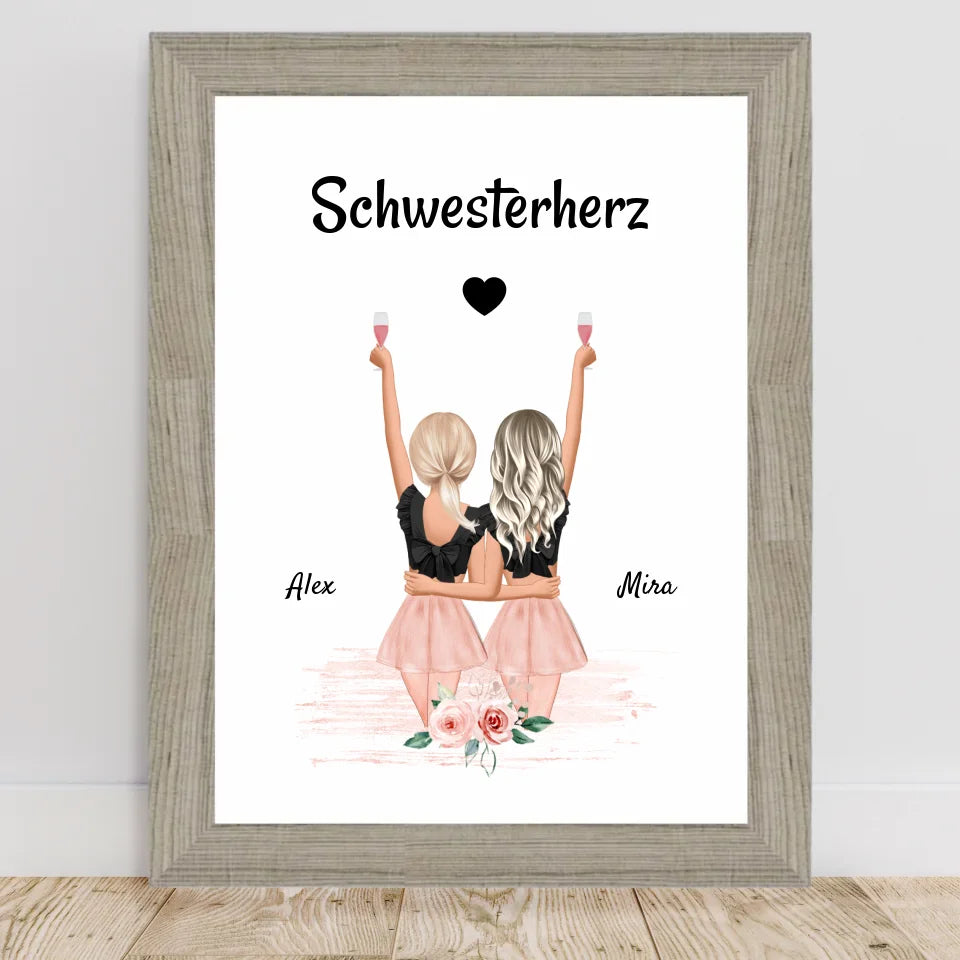 Poster mit Rahmen Beige 2