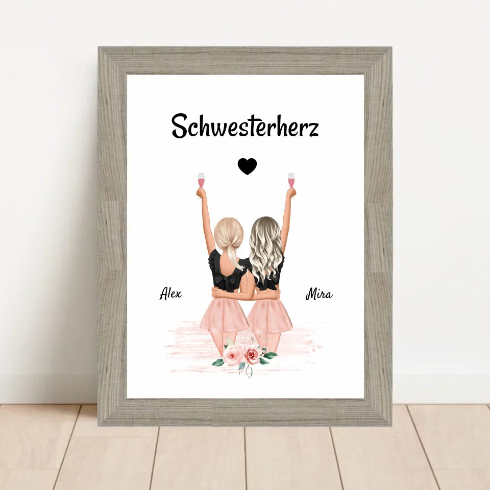 Poster mit Rahmen Beige 1