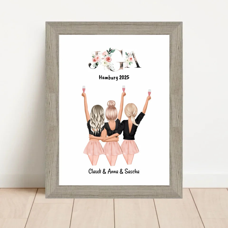 Poster mit Rahmen Beige 1