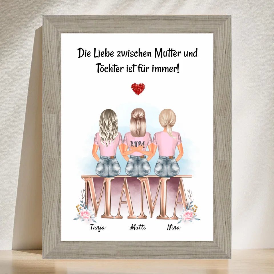 Geschenk Mutter 2 Töchter Poster personalisiert - Cantty