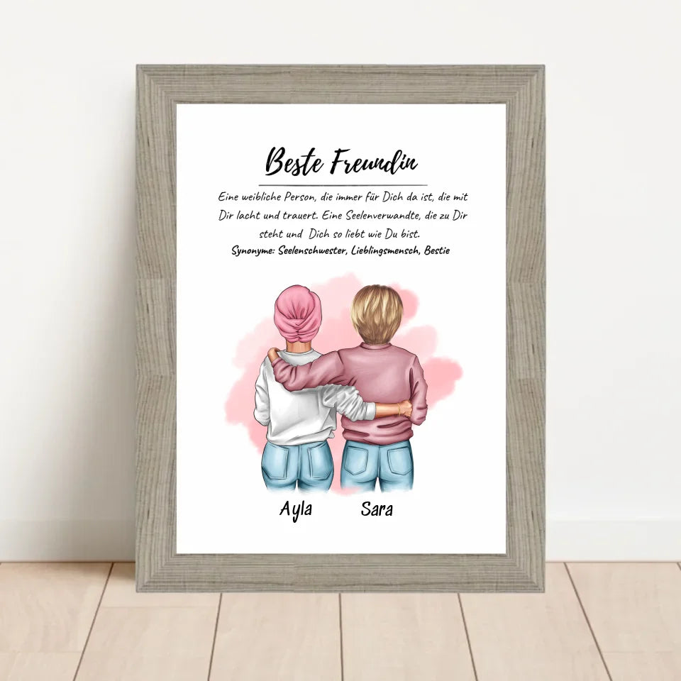Poster mit Rahmen Beige 1