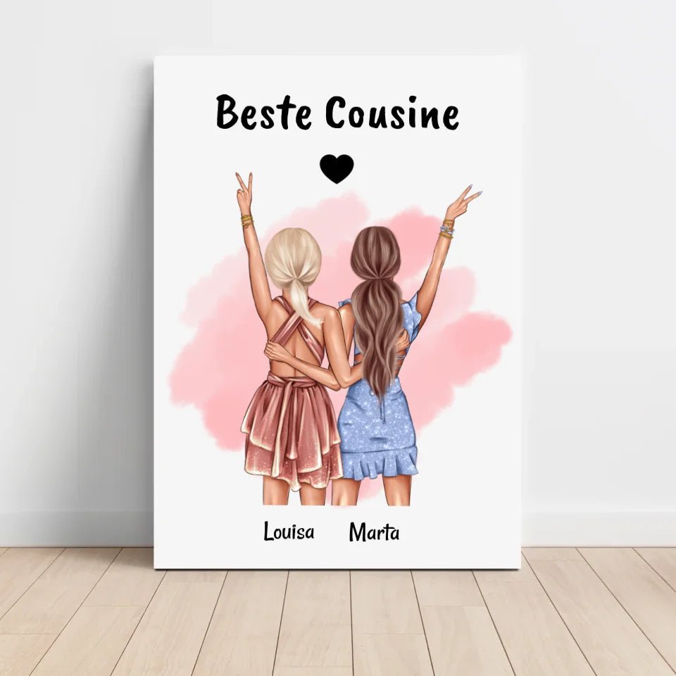 Last Minute Geschenk Cousine Bild personalisiert - Cantty