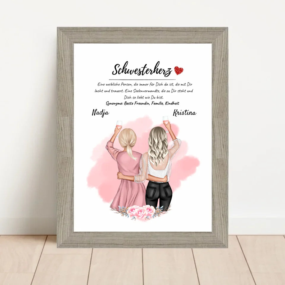 Poster mit Rahmen Beige 1