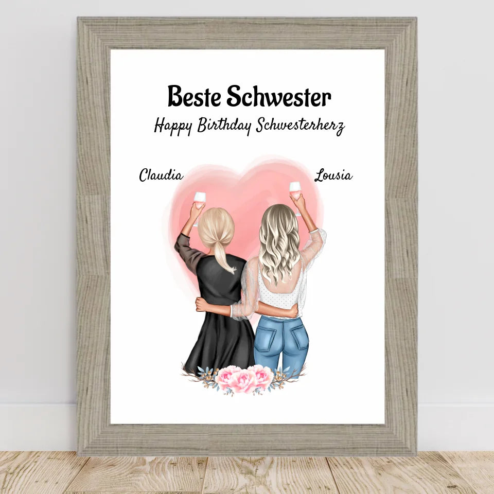 Poster mit Rahmen Beige 2