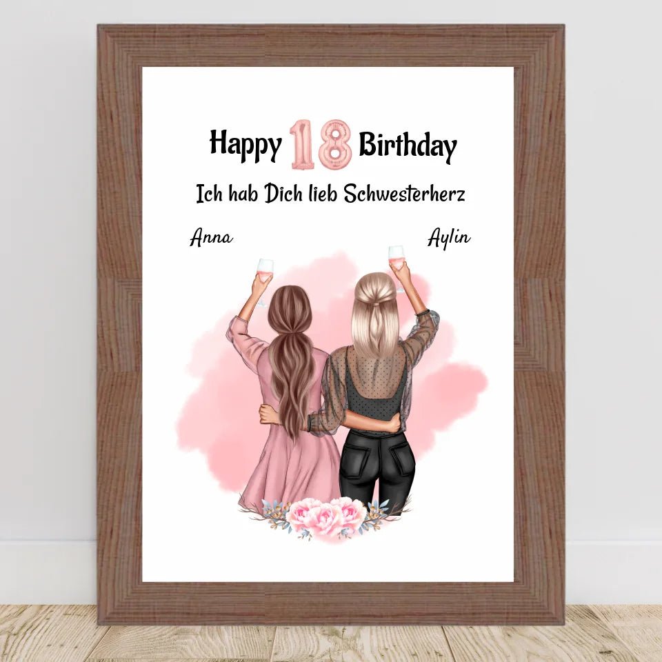 Schwester Geburtstagsgeschenk Poster personalisiert - Cantty